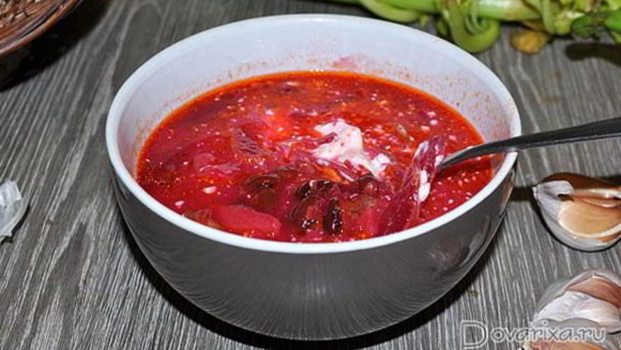 Рецепт борща с фасолью