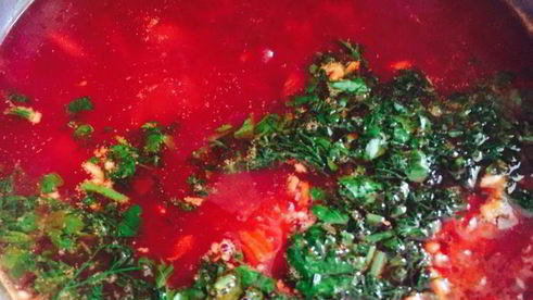 борщ с вяленой свининой