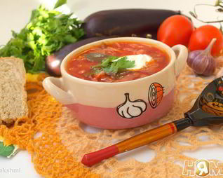 Постный борщ с баклажанами