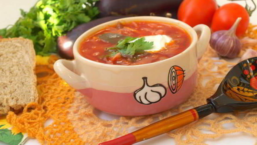 Рецепт постного борща с баклажанами