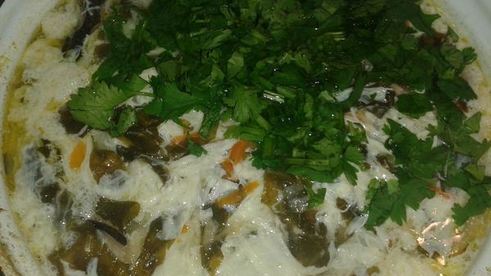 зеленый борщ с сомом