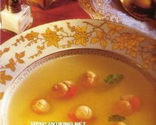 Морские гребешки в чесночном бульоне