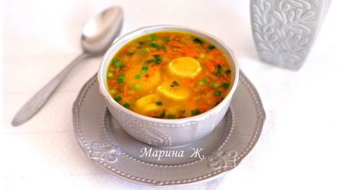гороховый суп с чесночными рулетиками
