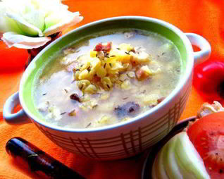 Гороховый суп с копченостями и тыквой