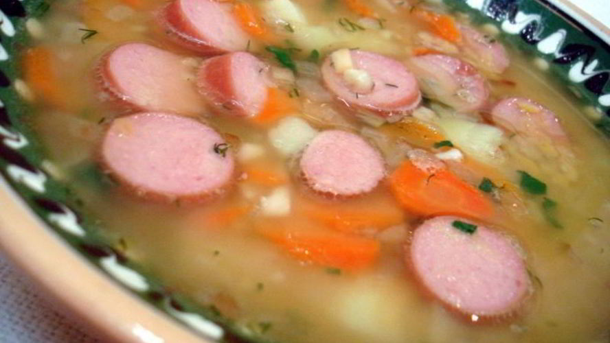 Рецепт горохового супа с сосиской