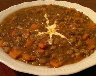 Греческий суп из зеленой чечевицы