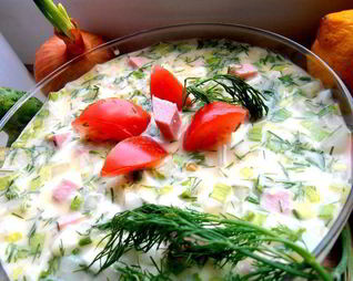 Деревенская окрошка на березовом соке