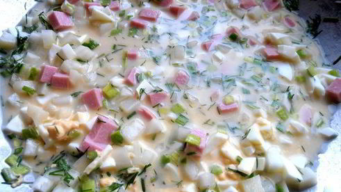 деревенская окрошка на березовом соке