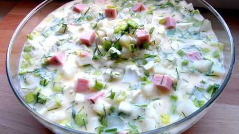 деревенская окрошка на березовом соке