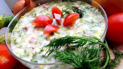 деревенская окрошка на березовом соке