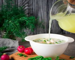 Деревенская окрошка на сыворотке