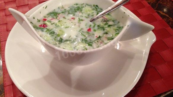 Рецепт Легкого супа окрошка с черемшой на кефире
