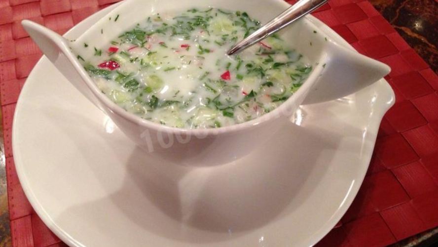 Рецепт легкого супа окрошка с черемшой на кефире