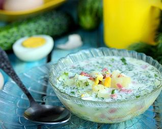 Окрошка классическая с колбасой на воде