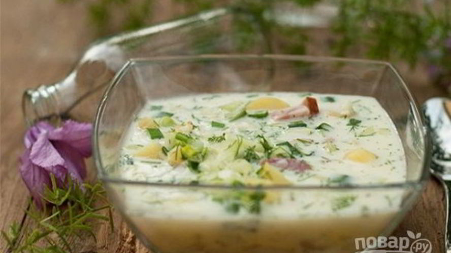 Рецепт окрошки на минералке и сметане