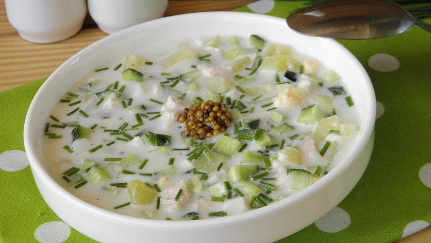 Рецепт окрошки с курицей