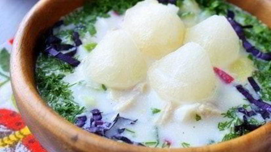 Рецепт окрошки с таном и ледяным квасом