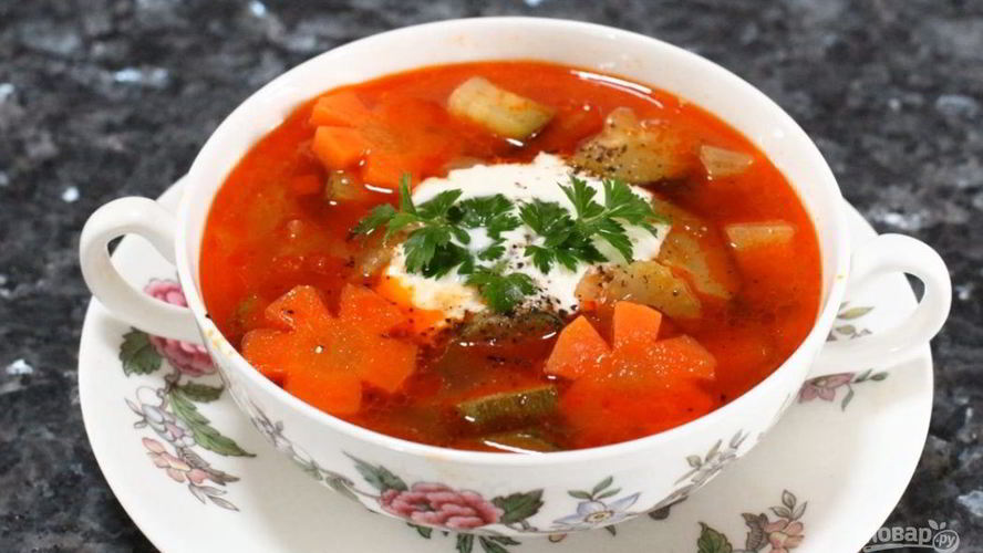 Рецепт быстрого овощной суп со свининой