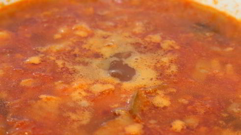 овощной суп с белково-кунжутным омлетом