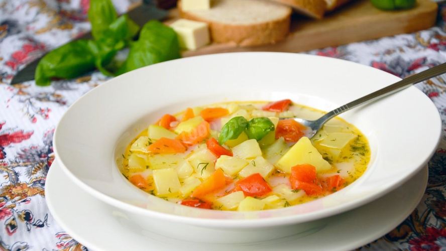 Рецепт овощного супа с кабачками и плавленым сыром