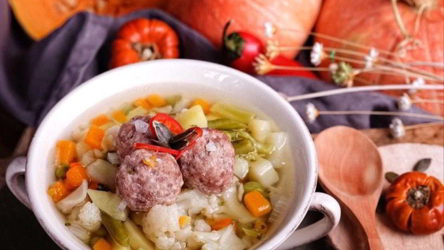 Рецепт овощного супа с тыквой и фрикадельками