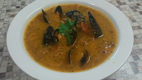 Рецепт Пряного томатного супа с мидиями