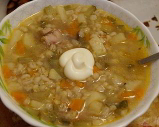 Рассольник на курином бульоне из мультиварки