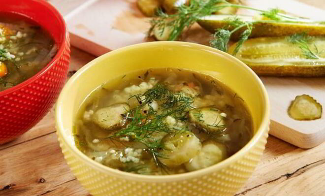 Рассольник с пшеном
