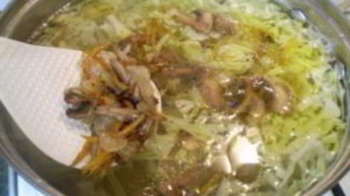 постные щи из свежей капусты с грибами