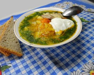 Вкусные щи с курицей из свежей капусты