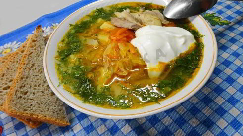 вкусные щи с курицей из свежей капусты