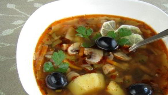 Рецепт Грибной солянки постной