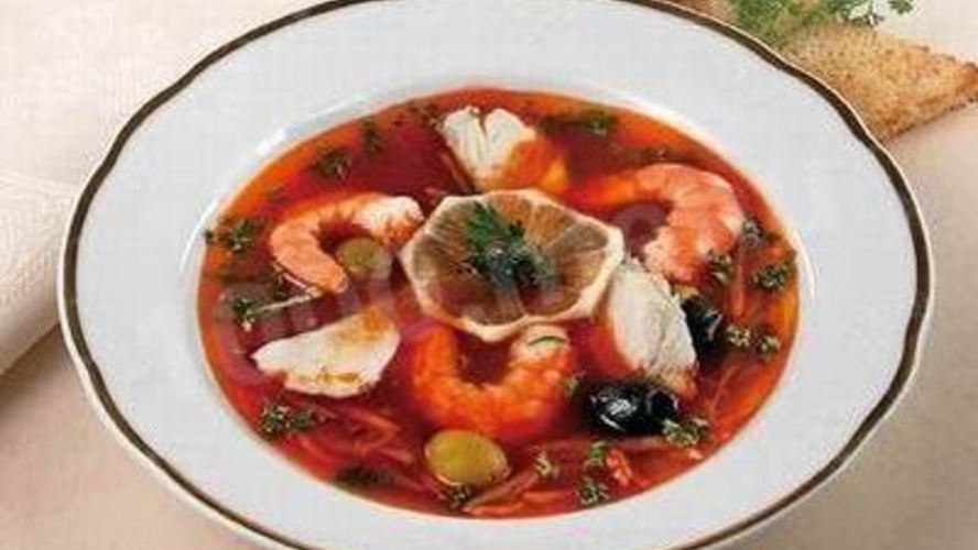 Рецепт солянки с креветками