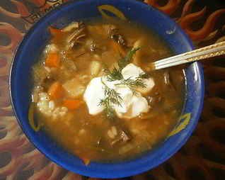 Суп грибной с рисом