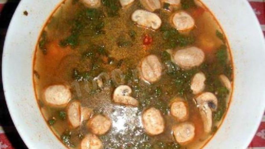 Рецепт супа из морепродуктов и шампиньонов