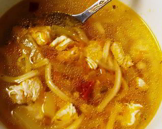 Суп куриный со спагетти