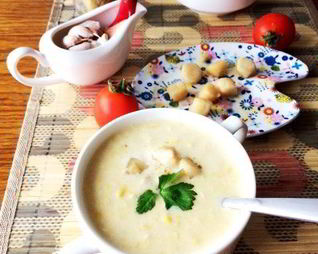 Кукурузный суп-пюре с гребешками