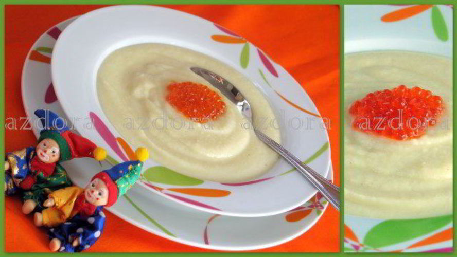 Рецепт супа-пюре из цветной капусты с красной икрой