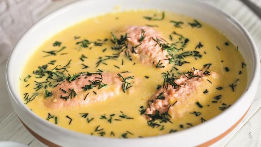 Рецепт супа-пюре с кнелями из лосося