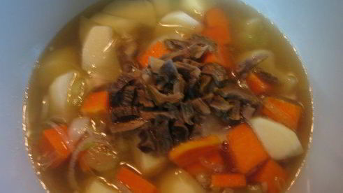 суп-пюре с тыквой на бульоне из сухих белых грибов
