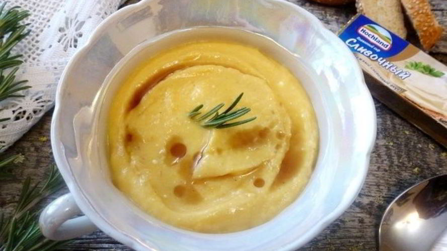 Рецепт тыквенного супа-пюре с чесноком и розмарином