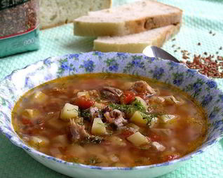 Суп рисовый со свининой