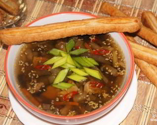 Суп с баклажанами и грибами