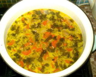 Суп с колбасным сыром и шампиньонами