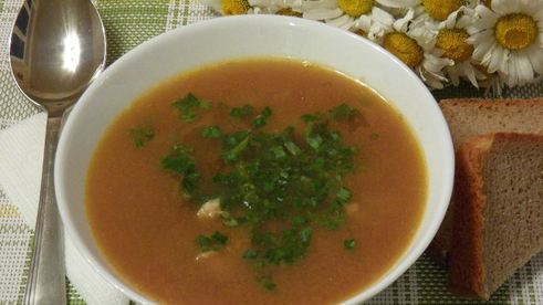 суп с консервированной фасолью и курицей