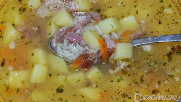 Рецепт Супа с копченостями и рисом
