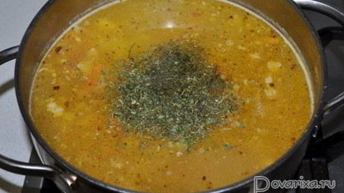 суп с копченостями и рисом