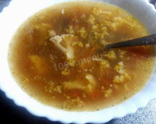 Суп с цветной капустой и жареным фаршем