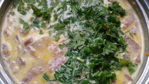 сырный суп с колбасой