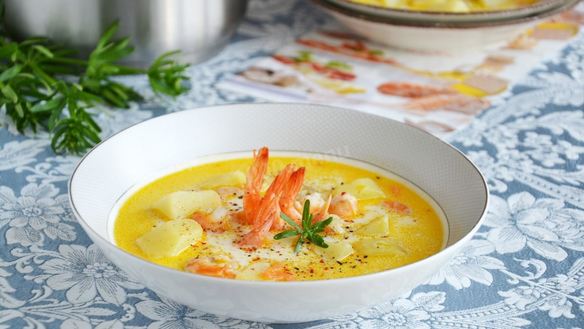 Рецепт Сырного супа с креветками